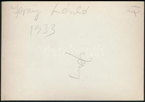 1936 Jermy László: Építkezés, vintage fotó, aláírva, 17x11 cm + cca 1933 Jermy László: Horgász, aláí...