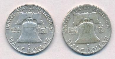 Amerikai Egyesült Államok 1950-1951. 1/2$ Ag "Franklin" (2xklf) T:2-3
USA 1950-1951. 1/2 ...