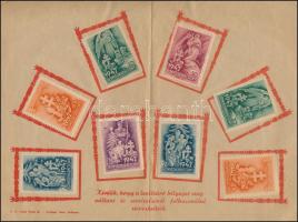 1942 Honvédkarácsony 16 db levélzáró 2 emléklapon