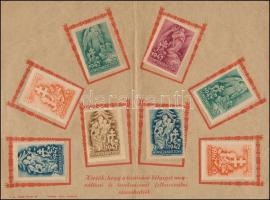 1942 Honvédkarácsony 16 db levélzáró 2 emléklapon