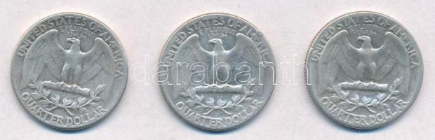 Amerikai Egyesült Államok 1948-1950. 25c (3xklf) T:2-
USA 1948-1950. 25 Cents (3xdiff) C:VF
Krause...