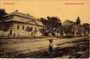 1918 Felsőbánya, Baia Sprie; utcakép, Takarékpénztár, Zárda. H. Riedl E. kiadása / street view with savings bank and nunnery