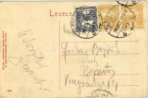 1912 Huszt, Chust, Khust; Piac tér, Kahan Dávidné dohány, szivar és Nagytőzsde. Ausländer Ignác kiad...