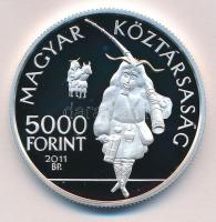 2011. 5000Ft Ag "A mohácsi busójárás" tanúsítvánnyal T:PP Adamo EM237