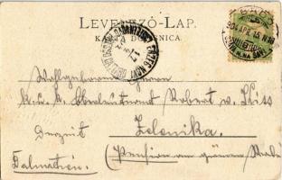 1904 Bród, Nagyrév, Slavonski Brod, Brod na Savi; Jelacicev trg / square, shops of C. Bencevic