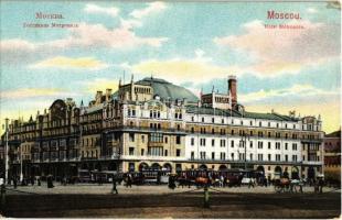 Moscow, Moskau, Moscou; Hotel Metropole, tram, horse-drawn barrels. Edition W. Pfister