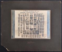 1924 Budapest, Bólyai Főreáliskola tanárai és végzett növendékei, kistabló nevesített portrékkal, 16...