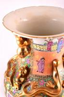 Kínai jelzett padlóváza, kézzel festett, kopás nyomokkal, m: 60 cm