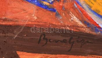 Bene jelzéssel: Asztali csendélet. Vegyes technika, farost, sérült, 55×90 cm