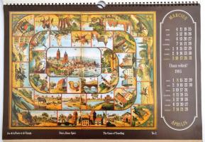 1985 Múlt századi társasjátékok. 1985-ös falinaptár, spirálfűzött, dohos