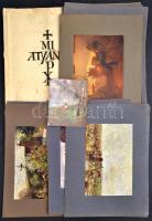 cca 1930-1940 Vegyes illusztráció tétel, többségében nyomatok, közte a Mi atyánk c. kiadvány, benne ...