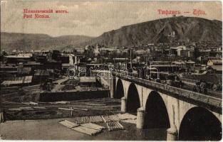 Tbilisi, Tiflis; Pont Nicolas / bridge, sawmill, tram (EK)