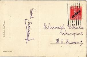 Békés, boldogságot az új esztendőben! / New Year greeting art postcard with chimney sweeper. W.R.B. ...