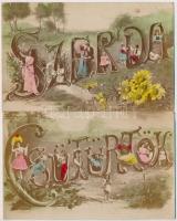 A hét napjai - 7 darabos teljes romantikus képeslapsorozat, jó állapotban 1906-ból / Days of the Wee...