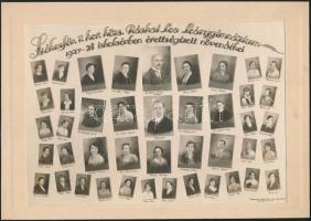 1928 Budapest, Ráskai Lea Leánygimnázium tanárai és végzett növendékei, kistabló nevesített portrékkal, 16x23 cm, karton 19,5x27,5 cm