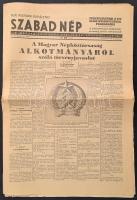 1949 Szabad Nép. MDP központi lapja. VII. évf. 182. 1949. aug. 7. Benne: Magyar Népköztársaság Alkotmányáról szóló törvényjavaslattal, 14 p.