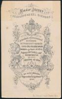 cca 1864 Eger, Mihály József egri műtermében készült, vizitkártya méretű fénykép, 9,8x6 cm