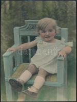 cca 1924 Színezett fényképek, 2 db vintage privát fotó, 22x16,5 cm