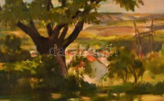 Kokas Ignác (1926-2009): Váli táj. Olaj, vászon, jelzett, sérült keretben, 50×60 cm