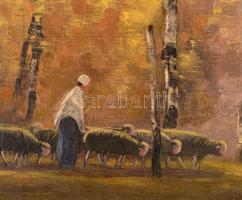 Kézdi Kovács László (1864-1942): Pásztorlány. Olaj, vászon, jelzett, keretben, 60×80 cm