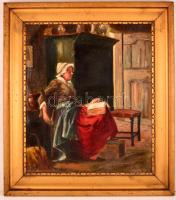 Kovách jelzéssel: Olvasó asszony. Olaj, karton, keretben, 60×53 cm