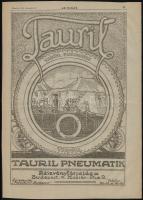 1915 Tauril Pneumatik Rt./Marta Automobil Rt., nagyméretű újságreklám, 39x28 cm