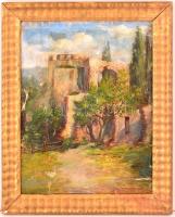 Steinach jelzéssel:  Mediterrán táj boltíves kapuval. Olaj, sérült vászon-karton, keretben, 36×27 cm