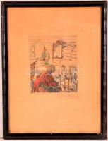 Perlmutter Izsák (1866-1932)-Prihoda István (1891-1956): Kislány játékaival. Színezett rézkarc, papí...