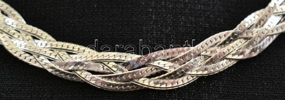 Ezüst(Ag) ötszálas fonott nyaklánc, jelzett, h: 50 cm, nettó: 17,2 g