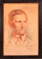 Ócsvár Rezső (1877-1968): Férfi portré. Pasztell, foltos karton, jelzett, keretben, 44×30 cm