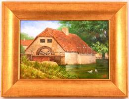 Olvashatatlan jelzéssel: Vízimalom. Olaj, vászon, keretben, 20×30 cm