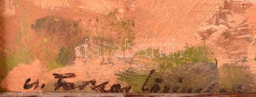 Csallóközi Farkas Lőrinc (1898-1966): Olvasó nő az asztalnál. Olaj, karton, jelzett, keretben, 39×29...