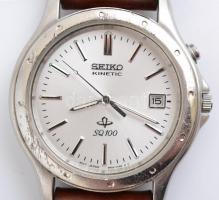 Seiko SQ100 kinetikus óra. Működő jó állapotban, bőr szíjjal