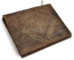 Etióp fa ikon, Kézzel festett, két részes, 14x18 cm 2x