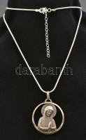 Ezüst(Ag) kígyó nyaklánc, Mária függővel, jelzett, állítható hosszúság: 45-50 cm, d: 3,1 cm, nettó: ...