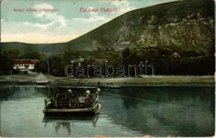 1908 Piski, Simeria; Aranyi átjárás a komppal. Főző J. kiadása / ferry crossing the Mures river to Uroi