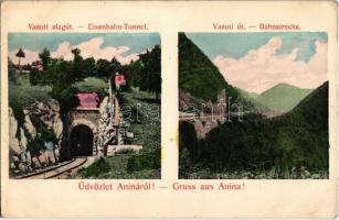 Anina, Stájerlakanina, Steierdorf; Vasúti alagút és út. Hollschütz kiadása / railway line and tunnel