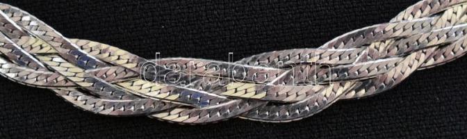 Ezüst(Ag) ötsoros fonott nyaklánc, jelzett, h: 45,5 cm, nettó: 15,6 g