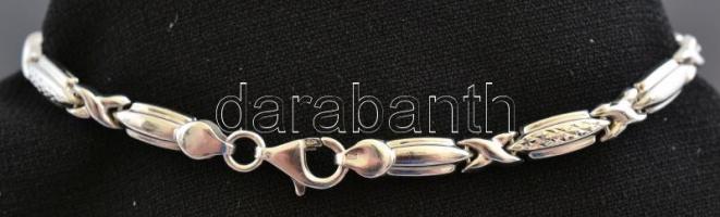 Ezüst(Ag) fantáziaszemes karkötő, jelzett, h: 19,5 cm, nettó: 6,6 g