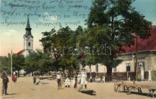 Dombóvár, Fő tér, piac, Római katolikus templom + 1917 Dombóvár pályaudvar pecsét