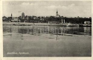 1929 Dunaföldvár, Hajóállomás, gőzhajó. Kiadja Somló Manó