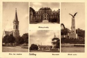 Edelény, Római katolikus templom, Koburg (Coburg) kastély, utcakép, Református templom, Hősök szobra, emlékmű (EK)