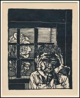 Kondor Béla (1931-1972): Illusztráció, fametszet, papír, paszpartuban, jelzés nélkül, 14x11 cm