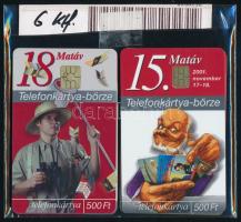 MATÁV telefonkártya-börze, 6 db különböző telefonkártya, 5000-10000 példányos kiadások