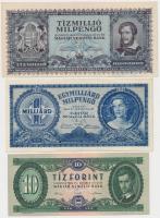 Vegyes: 1945. 100P + 1946. 1.000.000.000P + 1.000.000MP + 10.000.000MP + 1.000.000.000MP + 1962. 10F...