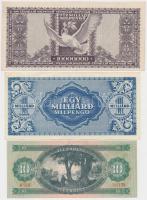 Vegyes: 1945. 100P + 1946. 1.000.000.000P + 1.000.000MP + 10.000.000MP + 1.000.000.000MP + 1962. 10F...
