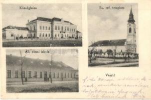 1917 Vésztő, Községháza, Református templom, Állami elemi iskola. Kiadja a Fogyasztási Szövetkezet (fl)