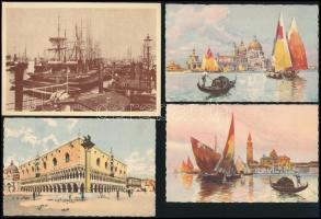 11 régi színes Velence + 6 Hamburg képeslap