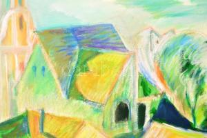 Véghseő Klára (1953-): Szentendre. Olaj, vászon, jelzett, 79×59 cm