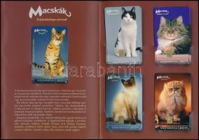 Macska témájú telefonkártyák, közte 2000 példányos kiadás, dísztokban, 5 db különböző